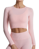Yoga Longsleeved Sports Tight-Fitting Solid Color Top S-L