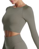 Yoga Longsleeved Sports Tight-Fitting Solid Color Top S-L