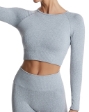 Yoga Longsleeved Sports Tight-Fitting Solid Color Top S-L