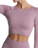 Yoga Longsleeved Sports Tight-Fitting Solid Color Top S-L