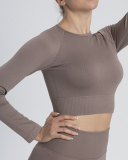 Yoga Longsleeved Sports Tight-Fitting Solid Color Top S-L