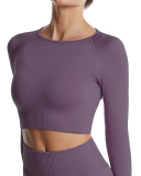 Yoga Longsleeved Sports Tight-Fitting Solid Color Top S-L