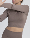 Yoga Longsleeved Sports Tight-Fitting Solid Color Top S-L