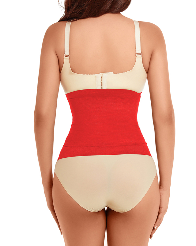 Lady Solid Color Waist Trainer Corset Tummy Wrap Red Black Pink Brown