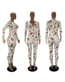 Christmas Printed Multi-color Optional Long Sleeve Pajamas Jumpsuits S-2XL