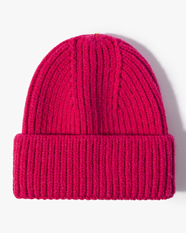Thick Warm Knitted Hat Casual Fashion Solid Color Woolen Hat One Size
