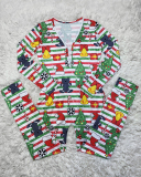 Christmas Printed Multi-color Optional Long Sleeve Pajamas Jumpsuits S-2XL