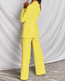 Lady Sexy V-Neck Solid Color Professional Two Piece Set Pink Yellow Rose Red S-XL