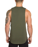 Men's Blank Cotton Loose Long Fitness Sports Elastic Vest M-XXL