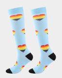 Girls Casual Outdoor Printing Stockings Blue Red 