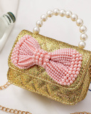 Fashion Girl's Chain Messenger Bag Personality Little Princess Style Shoulder Bag Mini Pearl Handbag Accessories Bag
