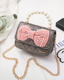 Fashion Girl's Chain Messenger Bag Personality Little Princess Style Shoulder Bag Mini Pearl Handbag Accessories Bag