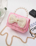 Fashion Girl's Chain Messenger Bag Personality Little Princess Style Shoulder Bag Mini Pearl Handbag Accessories Bag