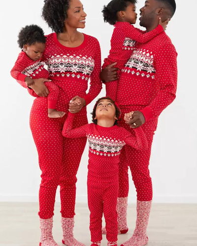 Christmas Printing Parent-Child Pajamas Set Red