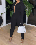 Women Solid Color Cross Strappy Slim Jumpsuit Black Coffee S-2XL 