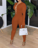 Women Solid Color Cross Strappy Slim Jumpsuit Black Coffee S-2XL 