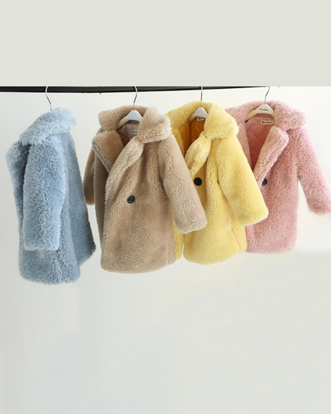 Children's Clothing New Autumn Winter Imitation Cashmere Large Particles Lapel Thickening Fur Coat