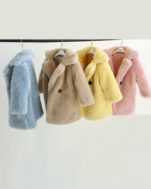 Children's Clothing New Autumn Winter Imitation Cashmere Large Particles Lapel Thickening Fur Coat