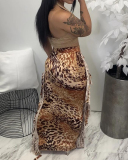 Lady Printing Tassel Sexy Long One Piece Dress Black Yellow Orange S-2XL 
