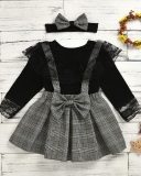 Children's Plaid Cute Lace Strap Grid Comfy Dress