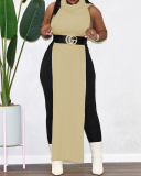 Sexy Sleeveless High Neck Two Side Hollow Out Fashion Casual Dresses Club Wear Red Gray Green Apricot Blue Orange One Size