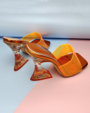 Solid Color PVC Summer Transparent Ladies Shoes Black Green Orange Silver Rose Red 35-42