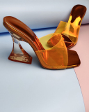 Solid Color PVC Summer Transparent Ladies Shoes Black Green Orange Silver Rose Red 35-42