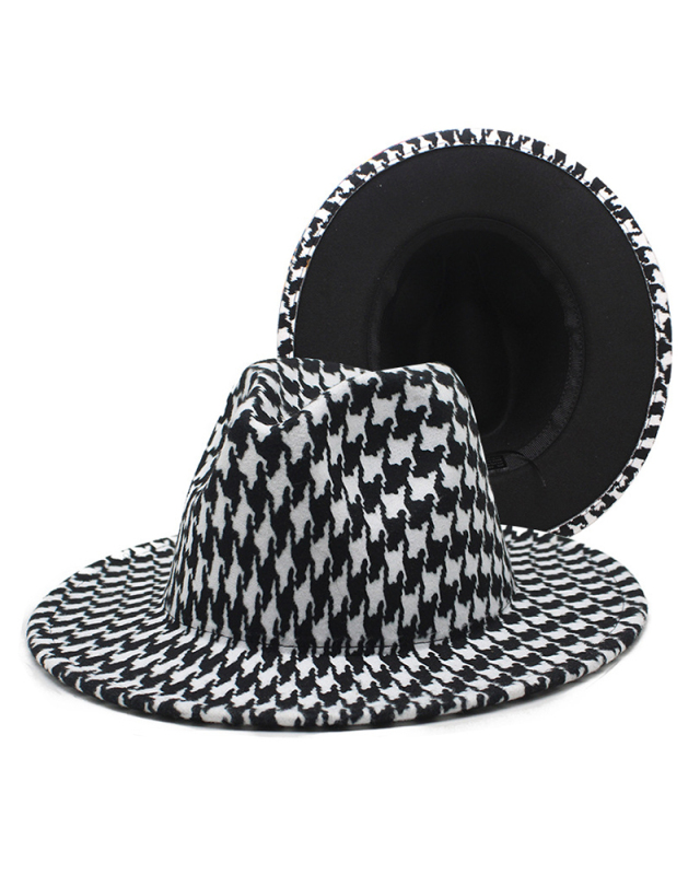 Fashion New Men's Pattern Printing Woolen Jazz Top Hat One Size