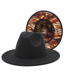 Fashion New Men's Pattern Printing Woolen Jazz Top Hat One Size