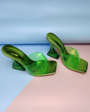 Solid Color PVC Summer Transparent Ladies Shoes Black Green Orange Silver Rose Red 35-42