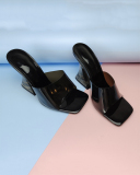 Solid Color PVC Summer Transparent Ladies Shoes Black Green Orange Silver Rose Red 35-42
