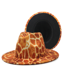 Fashion New Men's Pattern Printing Woolen Jazz Top Hat One Size