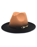 Fashion New Woolen Jazz Gradient Color Top Hat Trendy Hat One Size