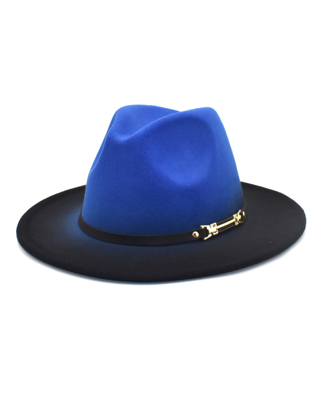 Fashion New Woolen Jazz Gradient Color Top Hat Trendy Hat One Size