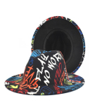 Fashion New Men's Pattern Printing Woolen Jazz Top Hat Jazz Trend One Size