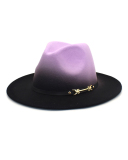 Fashion New Woolen Jazz Gradient Color Top Hat Trendy Hat One Size