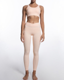Ladies Fashion New Style Nude Fitness Bra Low Waist Sports Pants Set S-L
