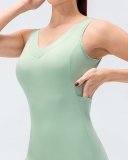 Women's Fashion New Style Sleeveless Pure Color V-neck Sexy Open Back Sports Jumpsuit S-XL