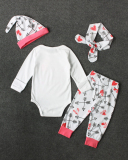 Children's Fashion New Pink Letter Printing Long-Sleeved Round Neck Four-Piece  70-100