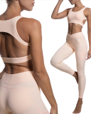 Ladies Fashion New Style Nude Fitness Bra Low Waist Sports Pants Set S-L