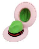 Lady Colorblock Winter Hat Green Red Brown One Size