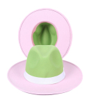 Lady Colorblock Winter Hat Green Red Brown One Size