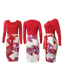 Office Lady Elegant Long Sleeve O-neck Slim Midi Casual Dresses Yellow Red Wine Red Purple Blue S-2XL