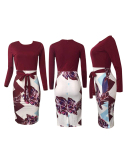 Office Lady Elegant Long Sleeve O-neck Slim Midi Casual Dresses Yellow Red Wine Red Purple Blue S-2XL