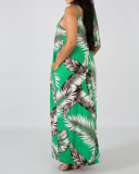 Women Strap Sleeveless Striped Casual Maxi Dresses Pink Orange Green Navy Blue S-2XL