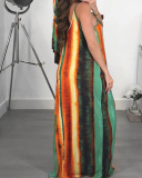 Women Strap Sleeveless Striped Casual Maxi Dresses Pink Orange Green Navy Blue S-2XL