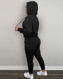 Women Long Sleeve Printed Hoodies Pants Sets Two Pieces Outfit Pink Red Gray Black Brown Khaki S-2XL