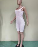 Solid Color Sports Wear Women Sleeveless Rompers Pink Gray Blue S-XL