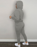Women Long Sleeve Printed Hoodies Pants Sets Two Pieces Outfit Pink Red Gray Black Brown Khaki S-2XL