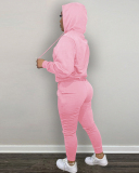 Women Long Sleeve Printed Hoodies Pants Sets Two Pieces Outfit Pink Red Gray Black Brown Khaki S-2XL